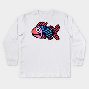 Pink Head Fish Kids Long Sleeve T-Shirt